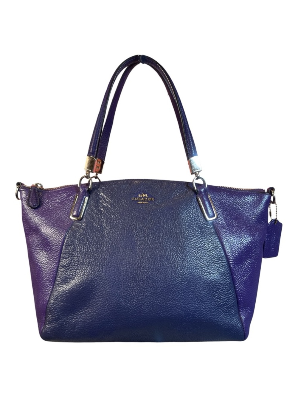 COACH Like New Kelsey Two Toned Blue & Purple Pebbled Leather Satchel - Picture 1 of 15